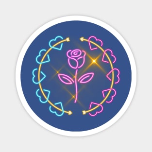 Neon Rose in Hearts Magnet
